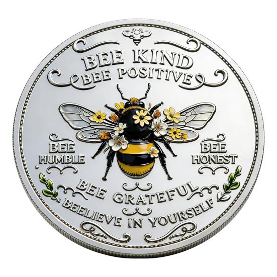 

Монета-медаль «Будь добрым» Позитив Мотивационная монета-пчела «Испытание пчелы» Двусторонняя Вдохновляющий Коллекционный жетон Подарок для друзей Семьи 1pc