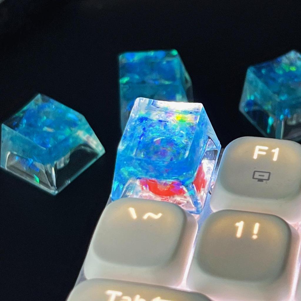 Translucent Resin Shell Paper Keycaps for Mechanical Keyboards