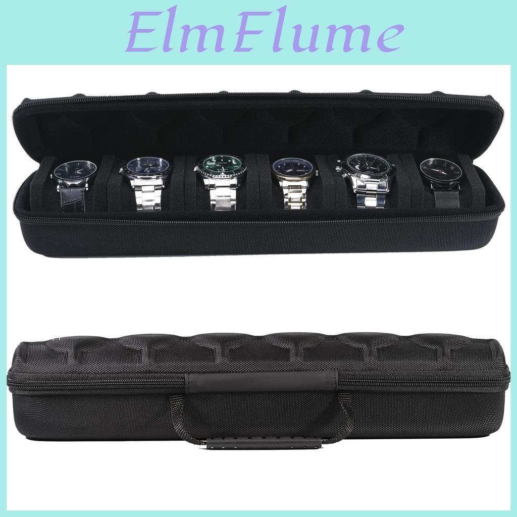 Travel 6 Slots Watch Caseportable Zipper Storage Organizer Box With Soft Compressible Foam Pillow To Fit Large And Small Watchs