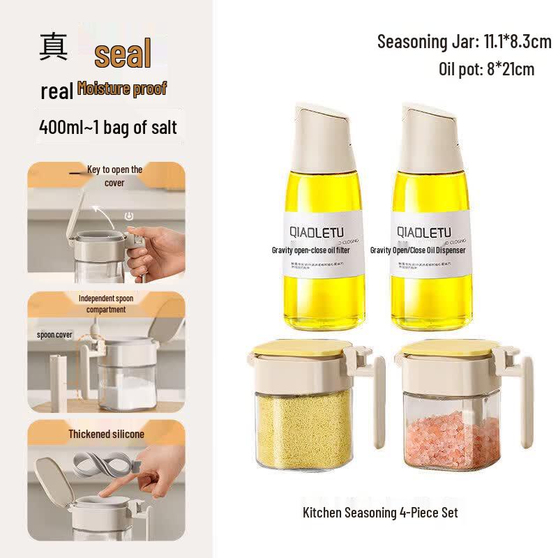 Sealed Glass Kitchen Seasoning Jar Set