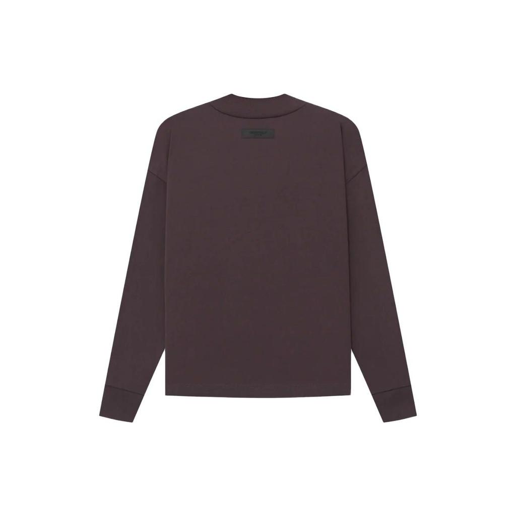 Fear of God Essentials Camiseta de Manga Comprida com Bordado de Logo Frontal e Gola Redonda Canelada Tops Masculinos Ameixa FOG-SS23-077