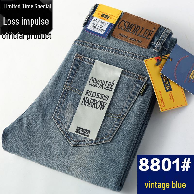 CSMOR LEE Herren Retro Stretch Straight-Leg Jeans - Herbst Locker Geschnittene Vielseitige Hose