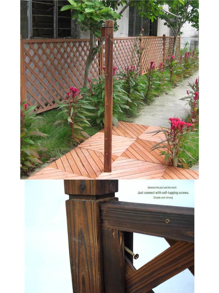 Carbonized Mesh Fence Bracket and Wooden Post System