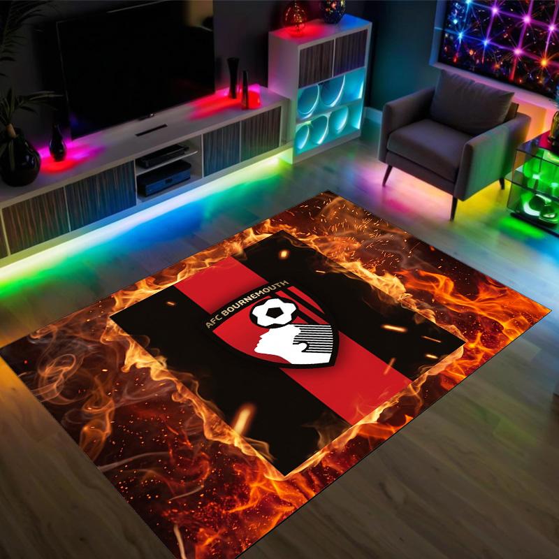 Bournemouth Football Design Crystal Velvet Carpet Cozy Non?Slip Printed Rug For Bedroom Living Room Entrance