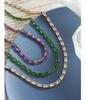 Colorful Geometric Square Chain Necklace: Women's 18K Gold-Plated Titanium Steel Choker