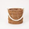 Pearl Handle Woven Flower Basket Versatile Storage Basket Fashion Flower Basket  Fruit Vegetable