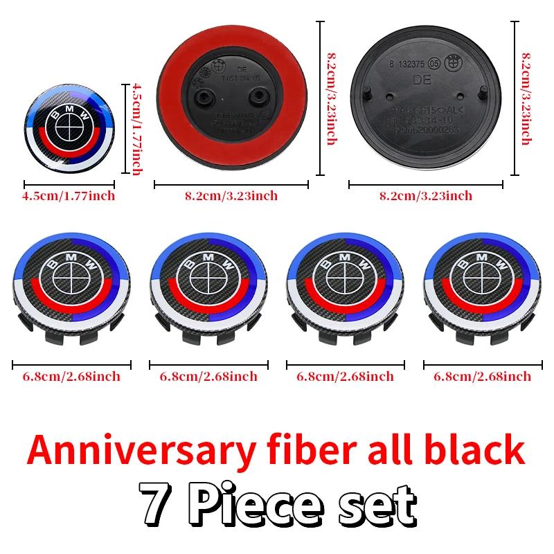 7Pcs 50th Anniversary Fiber Black Car Hood Front Rear Trunk Emblem Badge For BMW F20 E36 E46 X6 M4 E60 E93 E87 G01 G20 X3 X5 F30 FV7