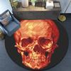 Skull Orange Red Round Rug Crystal Velvet Floor Mat Gothic Horror Art Decorative Home Bedroom Living Room Area Rug for Teens