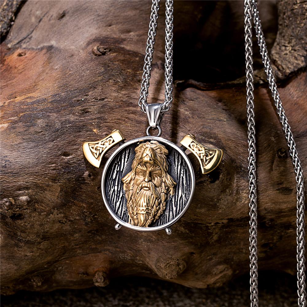 Norse Mythology Wolf Coat Berserker Necklace for Men Stainless Steel Viking Warrior Pendant Retro Jewelry