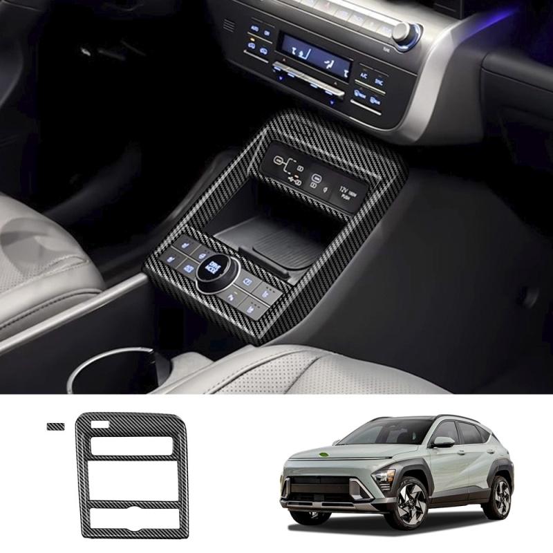 For Hyundai KONA 2024 2025 ABS Red interior Accessorie Car center console Gear Shift Panel drive terrain seat adjustment Cover