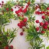 Red Berry Christmas Red Berry Light String Battery Powered Snowflakes LED Green Leaf String Lights Simulation Plants Realistic