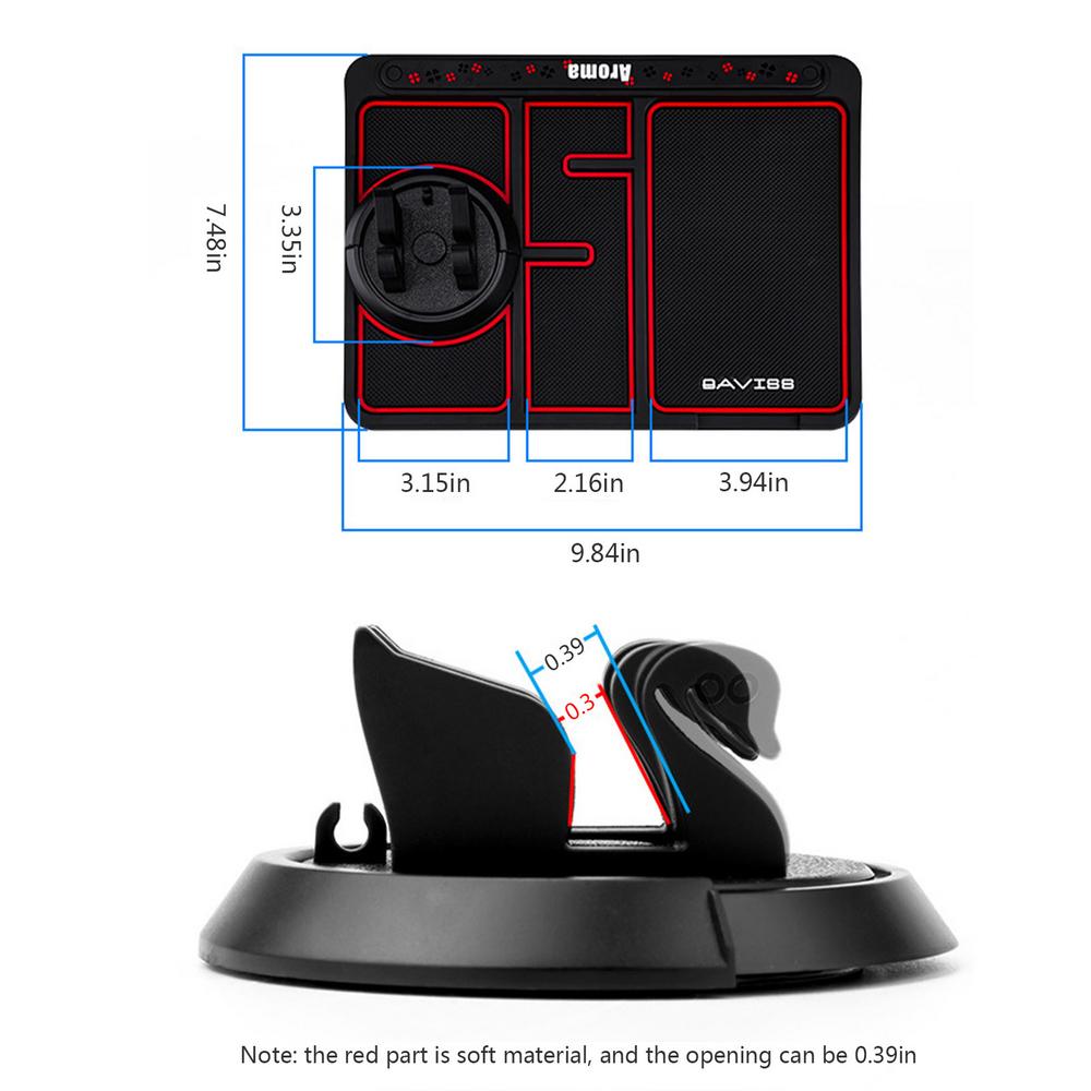 Car Anti Slip Mat Non-Slip Phone Mat 4 In 1 Multifunctional Durable Anti Slip 360Rotation Dashboard Cell Phone Holder Parking