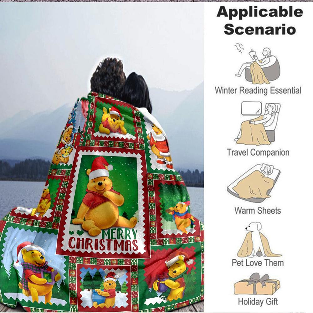 1Pc Christmas Winnie Pooh Blanket Soft And Comfortable Casual Warm Camping Travel Christmas Halloween Xmas Gift M924570