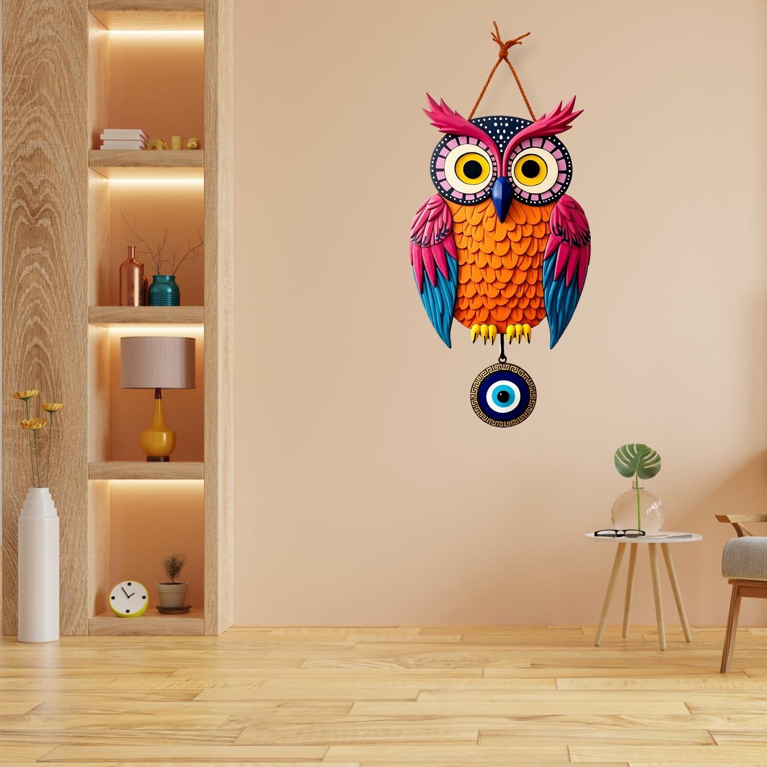 

Owl Shape Wooden Wall Hanging For Home Decor | Evil Eye Decoration Livingroom, Dining Room | Modern Artwork | Designer Mdf Item Onesize