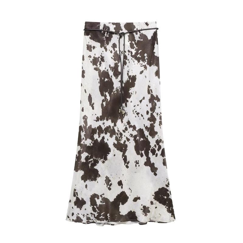 TAOP&ZA Spring/Summer Women's Animal Print Midi Skirt Shirt Set