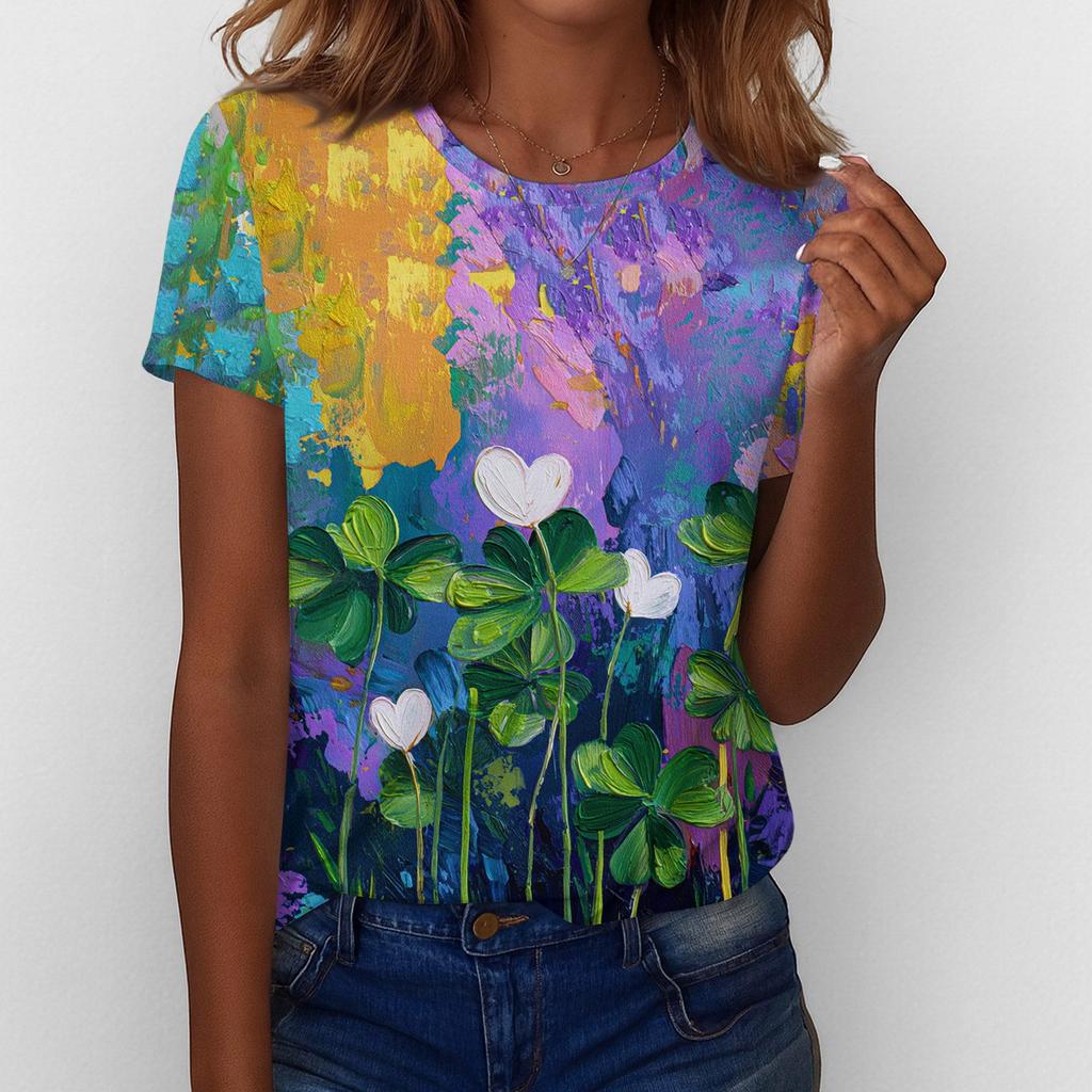 Women's T Shirt Tee Print Short Sleeve Daily Weekend Fashion Basic Regular Top  St. Patrick's Day