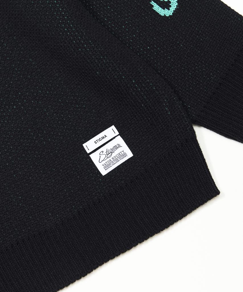 Stigma Old Letter Oversized Cardigan Black