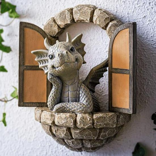 Dragon Dinosaur Statue Ornaments for Courtyard Garden Decor