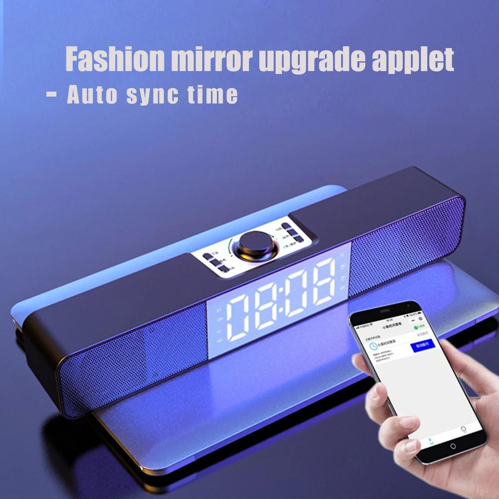 Q10 Desktop Mini Wireless Bluetooth-compatible Heavy Bass Speaker Music Player Alarm Clock