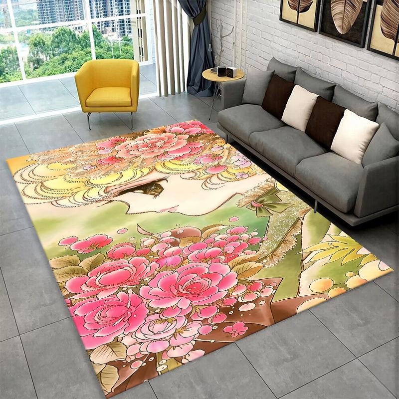 Cute Candy Candy Girl Cartoon Carpet Rug for Playroom Bedroom Living Room Sofa Home Decor,kid Game Area Rug Non-slip Floor Mat