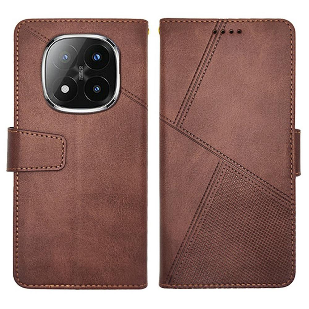 

IDEWEI For Xiaomi Redmi Note 14 Pro+ 5G Case Leather Wallet Phone Cover Stand Calf Texture Coffee
