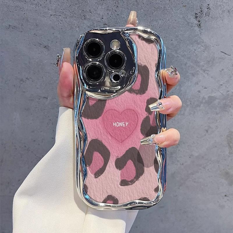 Electroplating Powder Leopard Print Suitable for Apple 16pro Mobile Phone Case New Iphone15promax Cartoon 13 Personality 17