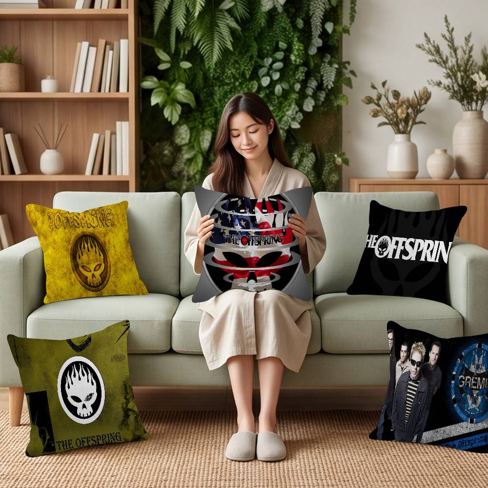 Pop Punk Band TThe OffspringS Print Throw Pillow Case Cushion Covers for Home Sofa Chair Decorative Pillowcases
