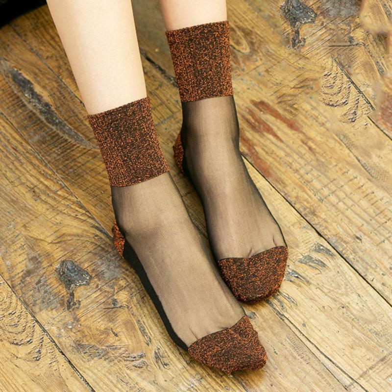 Exquisite Ladies Sexy Lace Fishnet Stockings Transparent Elastic Ankle Glass Socks Mesh Stockings