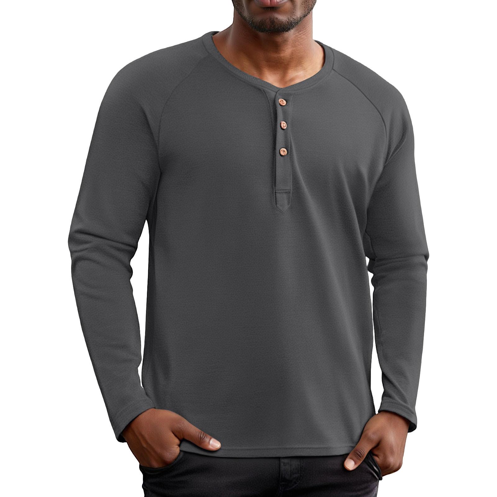 

Чоловіча мода стійка комір суцільний колір сорочка повсякденний довгий рукав Топ XL