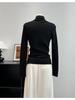 Korean Style High Neck Asymmetrical Long Sleeve Knitwear - Autumn Women's Slimming Sweater Top