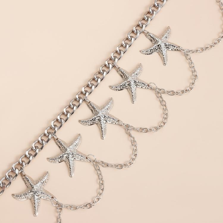 1 Set Adjustable Layering Necklace Starfish Conch Pendant Lightweight Clavicle Chain For Beach Party Summer Jewelry Gift