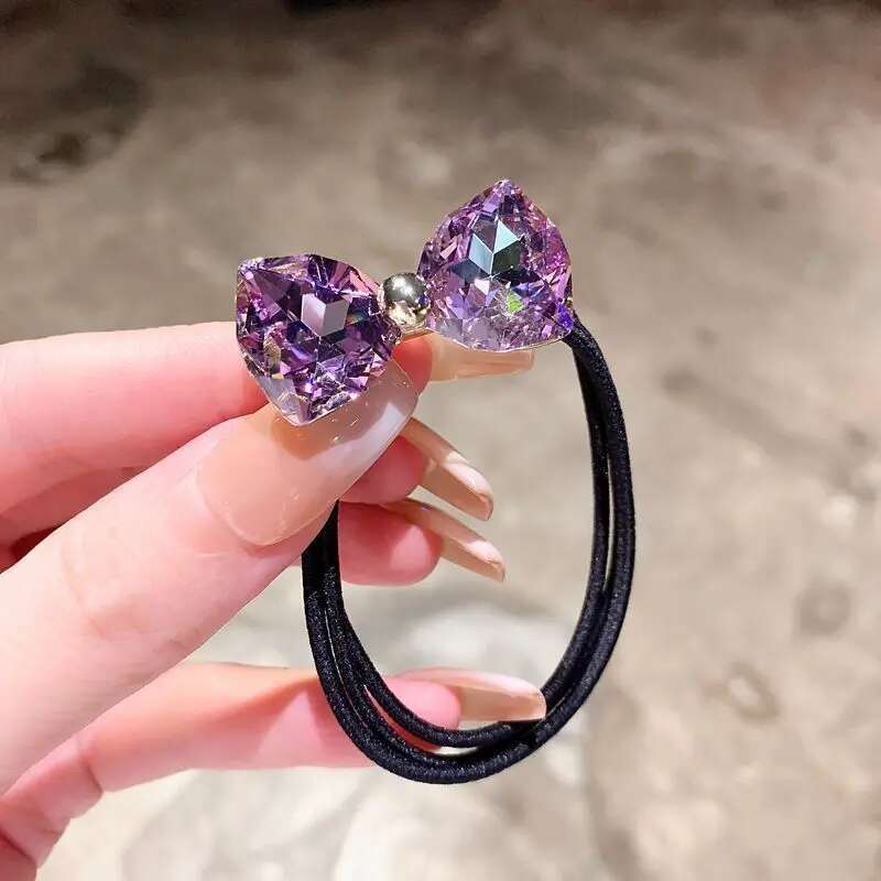 1 Bucată Elastic de Păr cu Fundă cu Diamante pentru Fete Accesorii de Păr Drăguțe pentru Femei