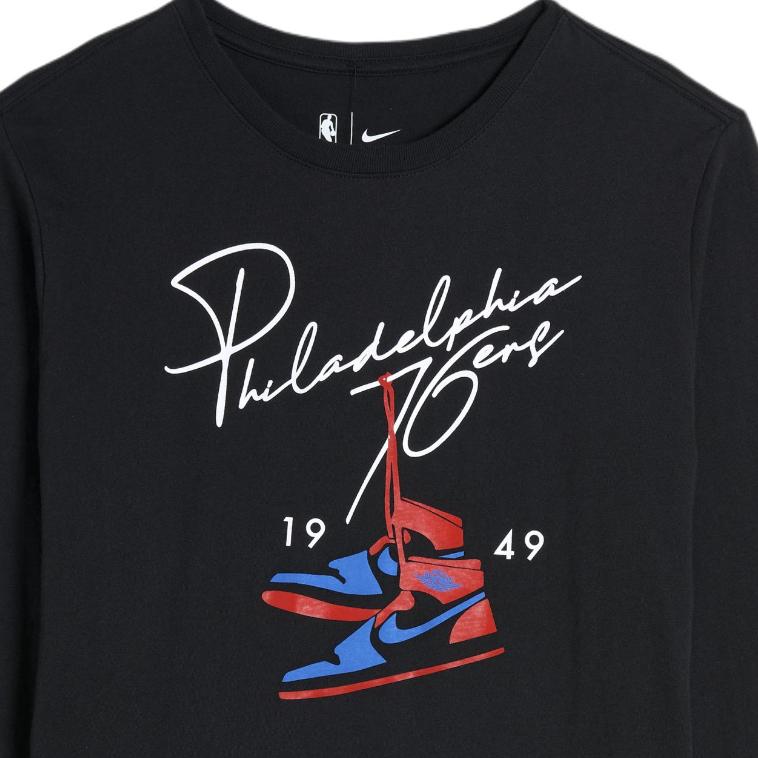 Nike NBA Collaboration T-Shirt AJ1 Pattern Quick-Dry Sports Training Long Sleeve Kids Tops Black 3Y2B7FEKA-76R