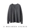 2026 Autumn/Winter Korean Style Loose V-Neck Cashmere Sweater - Women's Slimming Warm Scissor Design