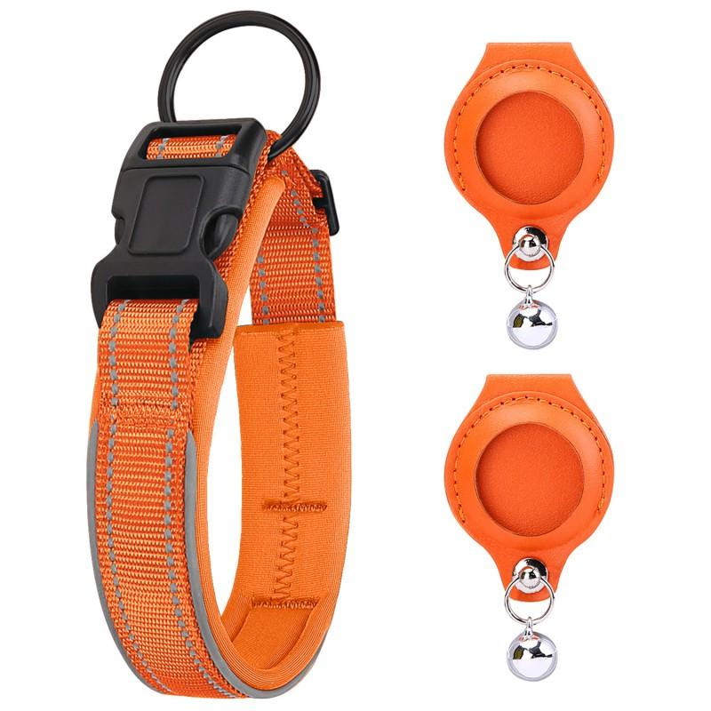 Nylon Dog Collar Airtag Tracker Pet Training Adjustable S M L XL