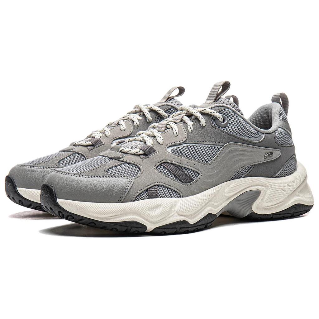 Li Ning Abrasion Resistant Lightweight Low top Chunky Sneakers Men's Gray AGCW201-1