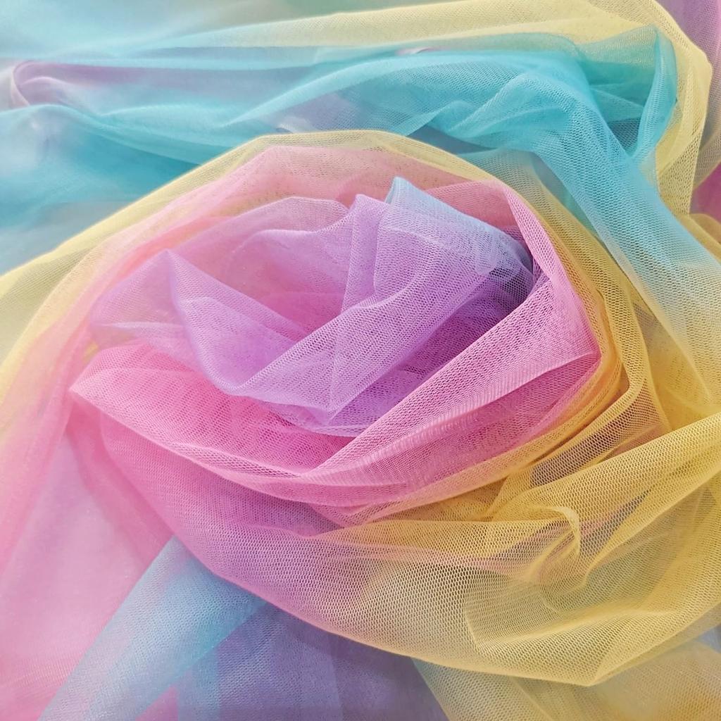 Rainbow Tulle Vivid 150cm Colorful Lace for Crafts and Costumes [moonfarm] Fabric, Colors, Wide, Soft, (10m)