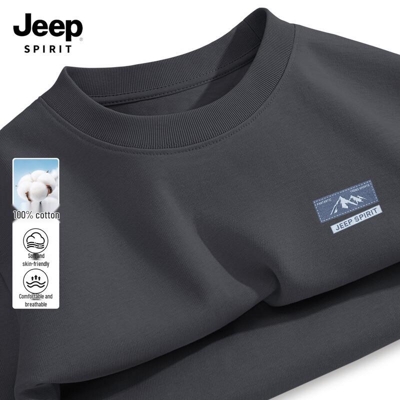 JEEP SPIRIT Men's 2026 Casual Pure Cotton Long-Sleeve Round Neck T-Shirt