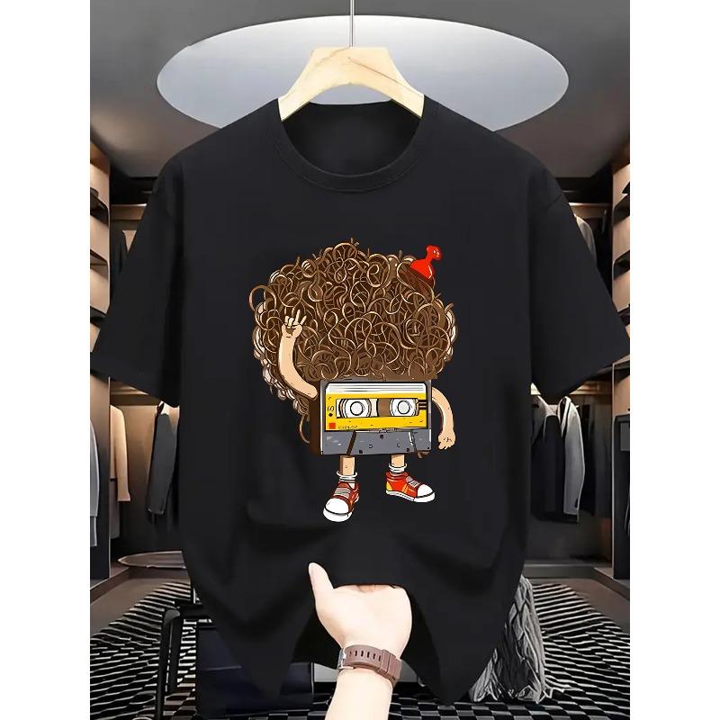 

European sizes Summer Men S Fashion Pattern Short-Sleeved T-Shirt Letter Pattern Printing 4XL чорний
