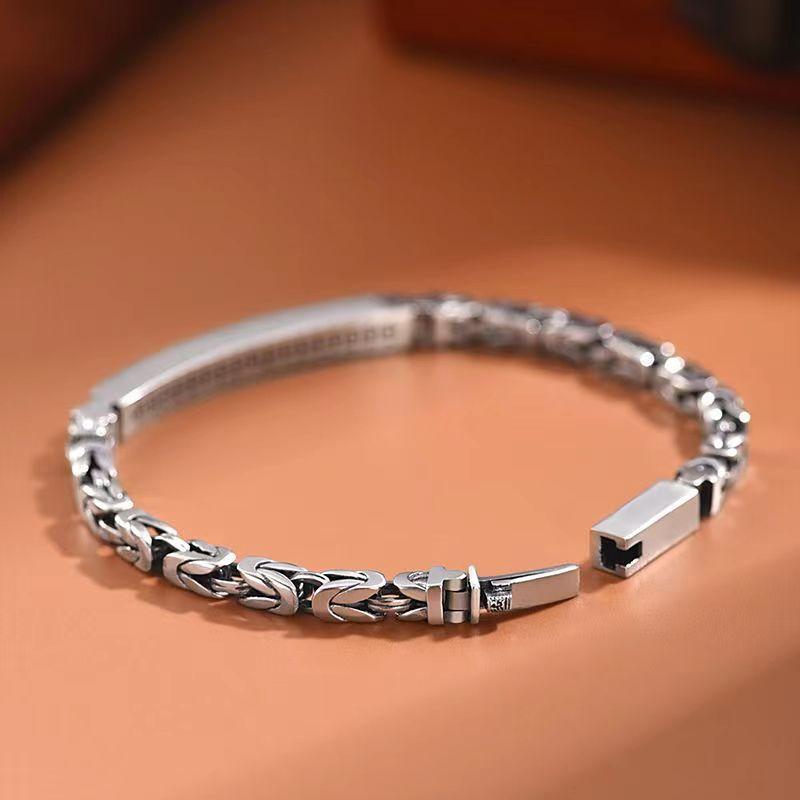 2026 New Men's Safety Pattern Bracelet Men's Trendy Niche Design Sense Trendy Retro Weaving