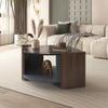 Double Layer Coffee Table Table Structured Made of Marble Dining Walnut in Contrasting Colors Living Room with Unique Lines Tea