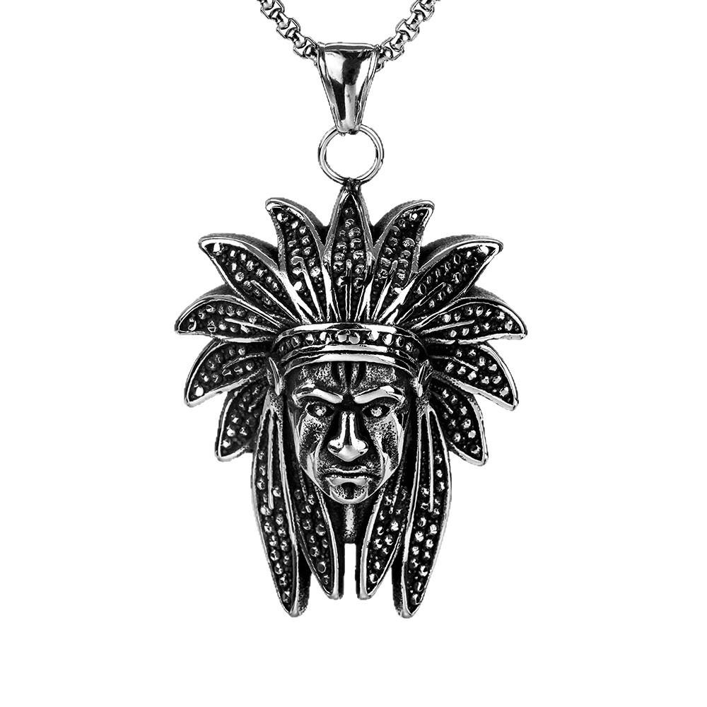 Men's Retro Indian Chief Stainless Steel Pendant
