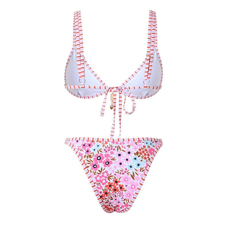 Σέξι Γυναικεία Μαγιό με Φλοράλ Μοτίβο Γυναικεία Μαγιό Σετ Μπικίνι με Ψηλή Μέση Μαγιό Δύο Τεμαχίων Μαγιό για την Παραλία