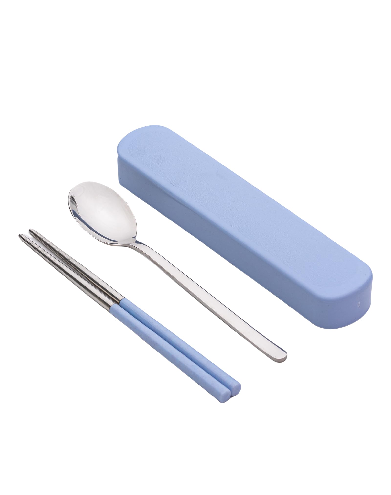 

KASHIBAKER Набор палочек для еды и ложки, 2 штуки с футляром, набор столовых приборов, ланч-бокс, легко носить с собой, набор палочек для еды для детей и взрослых, ложка и синий