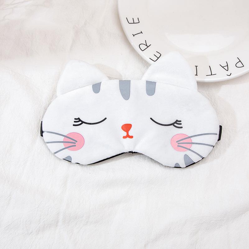 Plush Cartoon Cat Iron-on Cold Hot Compress Sleep Eye Mask Children's Universal Winter Home Outdoor Light Blocking