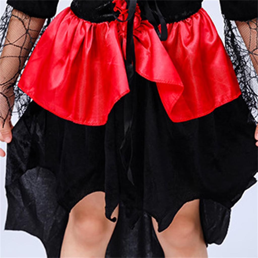 Children Vampire Costume Halloween Dress Up Outfit Kids Gothic Vampire Cloak Dress with Collar and Lace Sleeves for Role Play