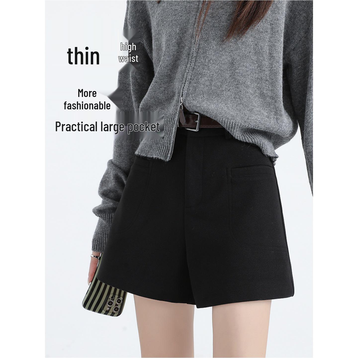 Women s Coffee Wool A-Line High-Waisted Suit Shorts - Petite Flattering Autumn Bootcut Casual Wear Extra Large