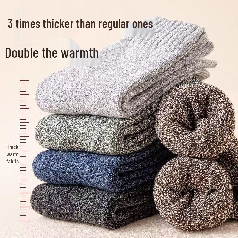 Ανδρικές Χειμερινές Μέχρι Μέση Κνήμης Πυκνές Ζεστές Κάλτσες Ριμπ Κασμίρ με Φλις Επένδυση