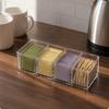 Tea Packet Organizer Transparent Storage Box Dustproof Lidded Compartment for Desktop,
