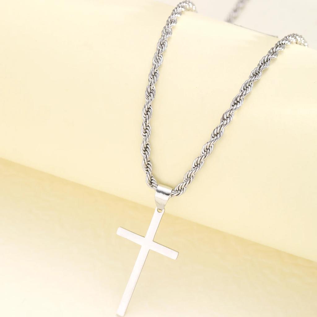 New Stainless Steel Cross Pendant Neckla for Men Women Minimalist Gold Color Jewelry Male Female Necklas Chokers Gifts